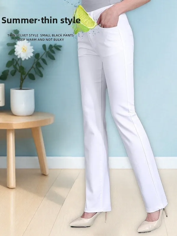 

Белые прямые джинсы с высокой талией, тонкие летние повседневные свободные женские длинные брюки, джинсы для мам, хлопковые эластичные джинсовые повседневные брюки