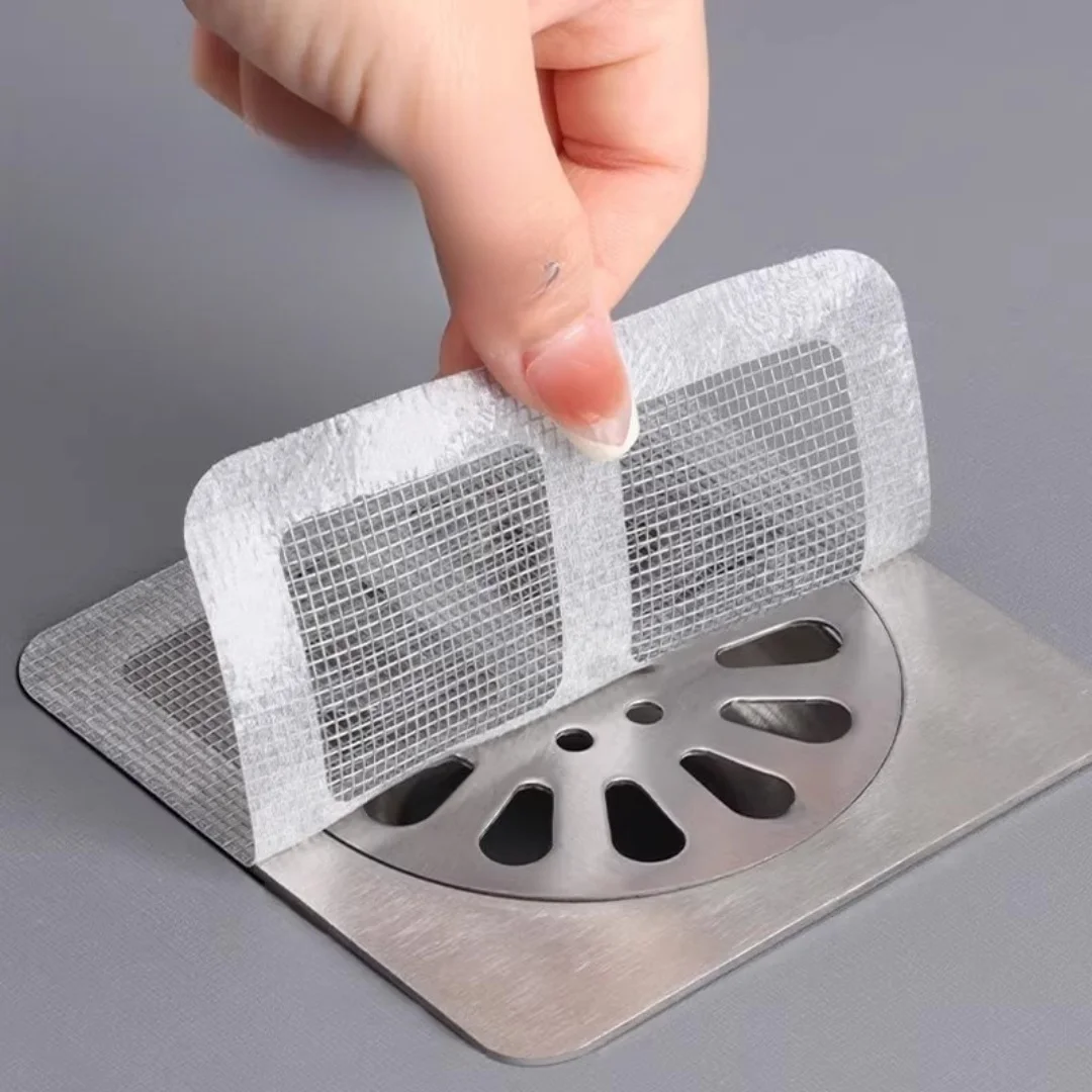 Disposable Shower Drain Hair Catcher, Mesh Sticker Filter for Bathroom & Bathtub Sink,Anti-Clog Anti-Odor Insect Proof Drain Net