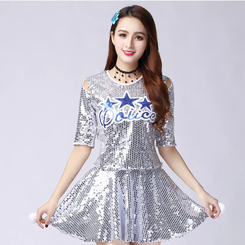 Sequin Hip Hop Jazz Dance dress Adult women Modern Stage Performance Street Dance Costumes DS Set Rave Outfit Gogo Dj Costume