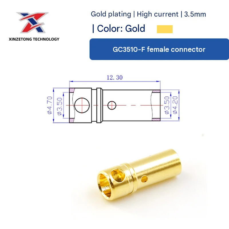 Amass GC3510-F/M Genuine 3.5mm Gold-Plated Banana Plugs (Male/Female Set) – Specialized for RC Model Motors and ESCs