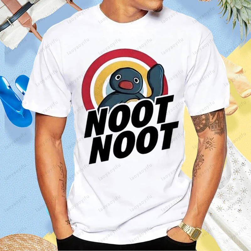 Funny Cartoon Noot Noot PINGU Meme Printed Gift Tshirt 80s 90s Vintage Fashion Casual Summer Short Sleeve Man Women Streetwear