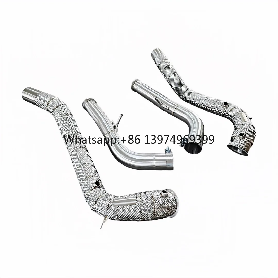 For DEX Stainless Steel With Heat Shiled High Flow Exhaust Downpipe for 2019-2023 Mercedes-Benz G500 G550 G63 AMG W464 4.0T