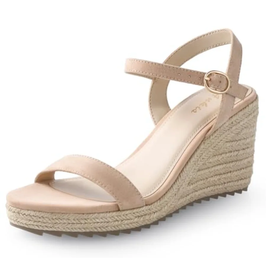 

Ankis Platform Wedge Sandals for Women, Black Brown White Nude Espadrille Womens Wedge Sandals Comfortable Open Toe Ankle Strap
