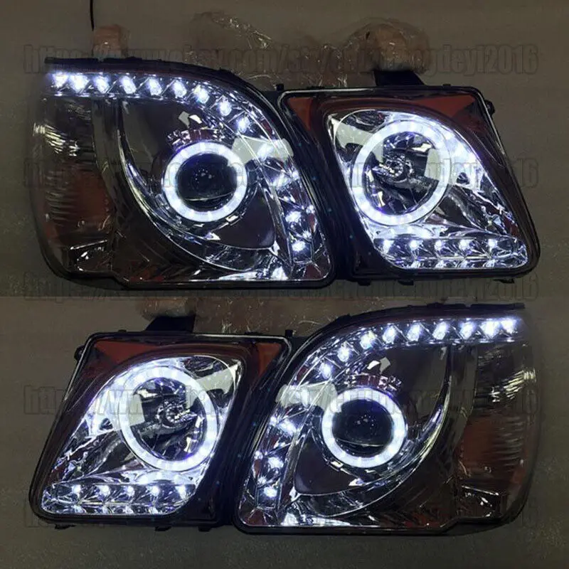 For Toyota Lexus LX470 UZL100 LC100 1998-2007 2PCS LED Headlights Head lamp Glass lens Set LH + RH