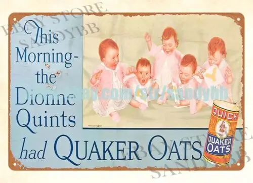 1p,Quaker Oats Dionne Quints metal tin sign patent plaques