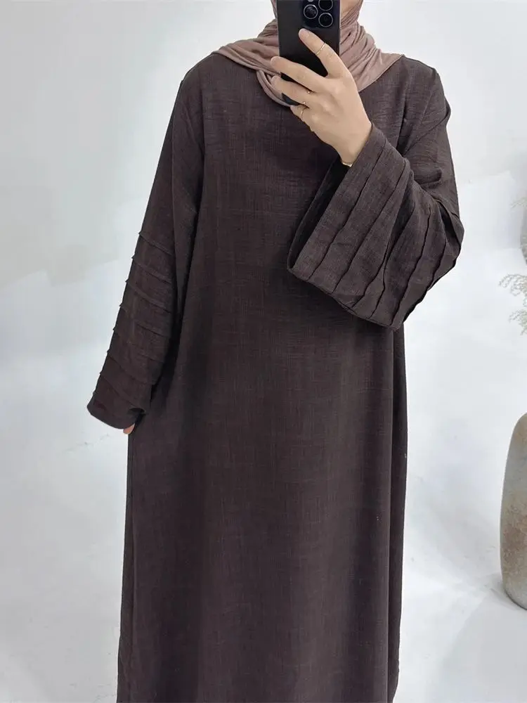 Ramadan Eid confortevole tessuto rugoso modesto Abaya Dubai abito caftano musulmano Abaya per le donne caftano Marocain Femme Vestidos