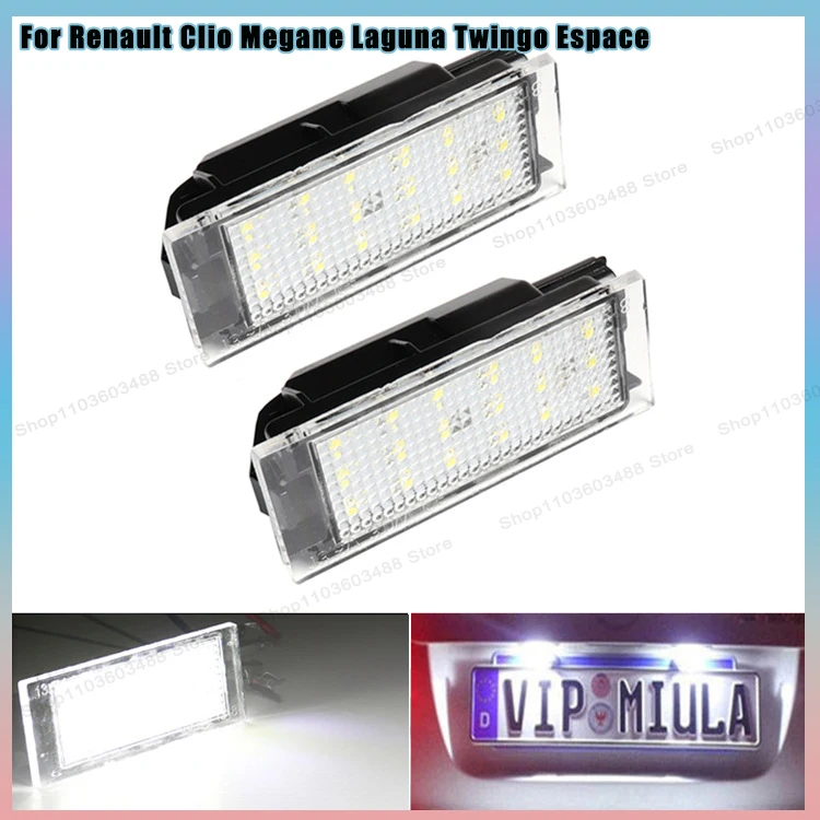 LED License Plate Lights Fit for Renault Clio Megane Laguna Twingo Espace - Error Free Plug & Play Replacement