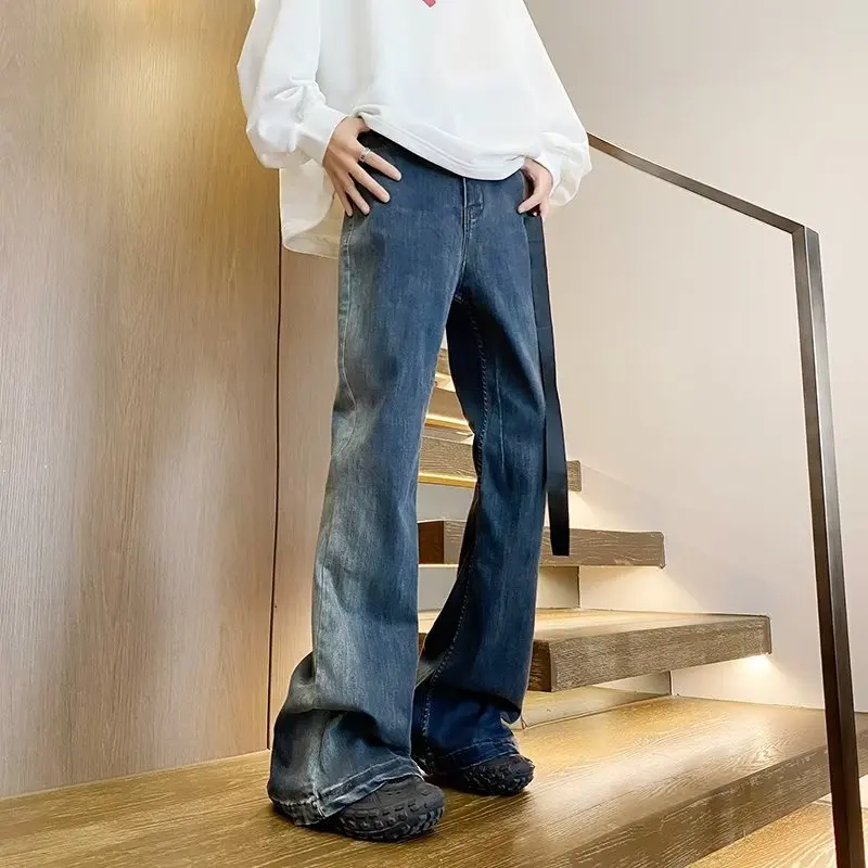 American Jeans Men's Autumn New Arrival Loose Mid-waist Full Length Pants Casual Fashion High Street Retro Male Denim Pants