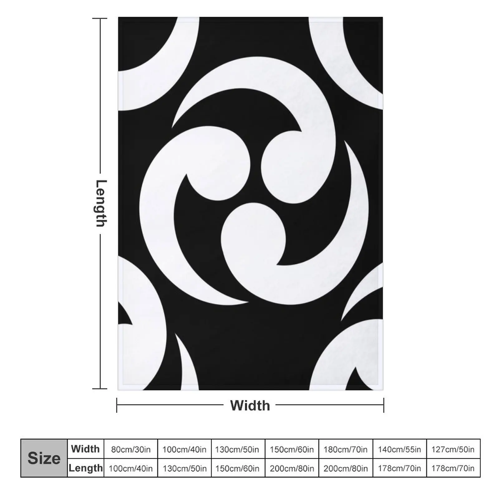 Black and white traditional Japanese spiral pattern Throw Blanket Polar Soft for sofa Blankets