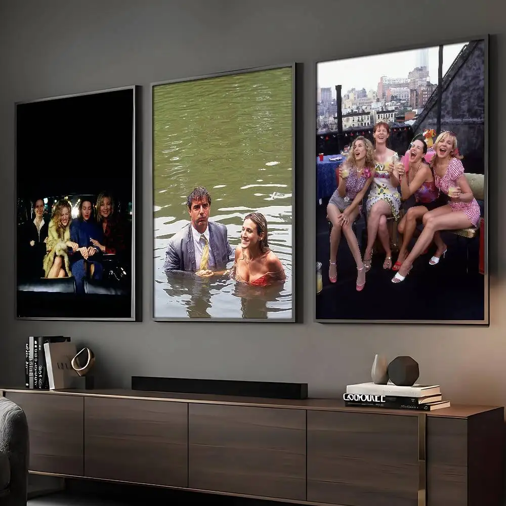 Póster clásico de Sex And The City con foto de Carrie y Mr. Big, arte de pared adhesivo, impresión impermeable, decoración estética para el hogar, sala de estar, dormitorio, bar