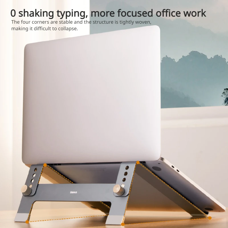 Baseus Laptop Stand Aluminum Alloy Desktop Computer Stand Foldable Portable Bracket Heightening for Laptops Macbook Office Games