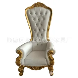 European high back chair solid wood decorative image chair villa living room hotel club KTV princess chair