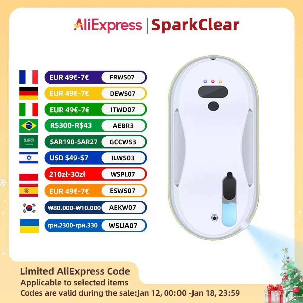 Electric Window Vacuum Cleaning Robot 5600Pa Suction Power Intelligent Glass Washing Robotic with Automatic Water Spray for Home