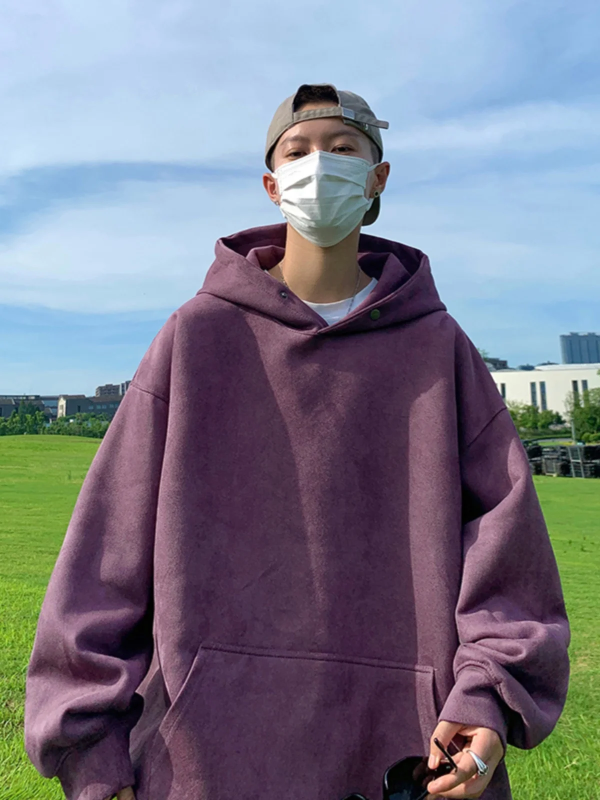 Pink Suede Hoodie Men's Cityboy Jacket Clean Style Casual Wear Polyester Blend Comfortable Fit Autumn Essential Sweatshirt