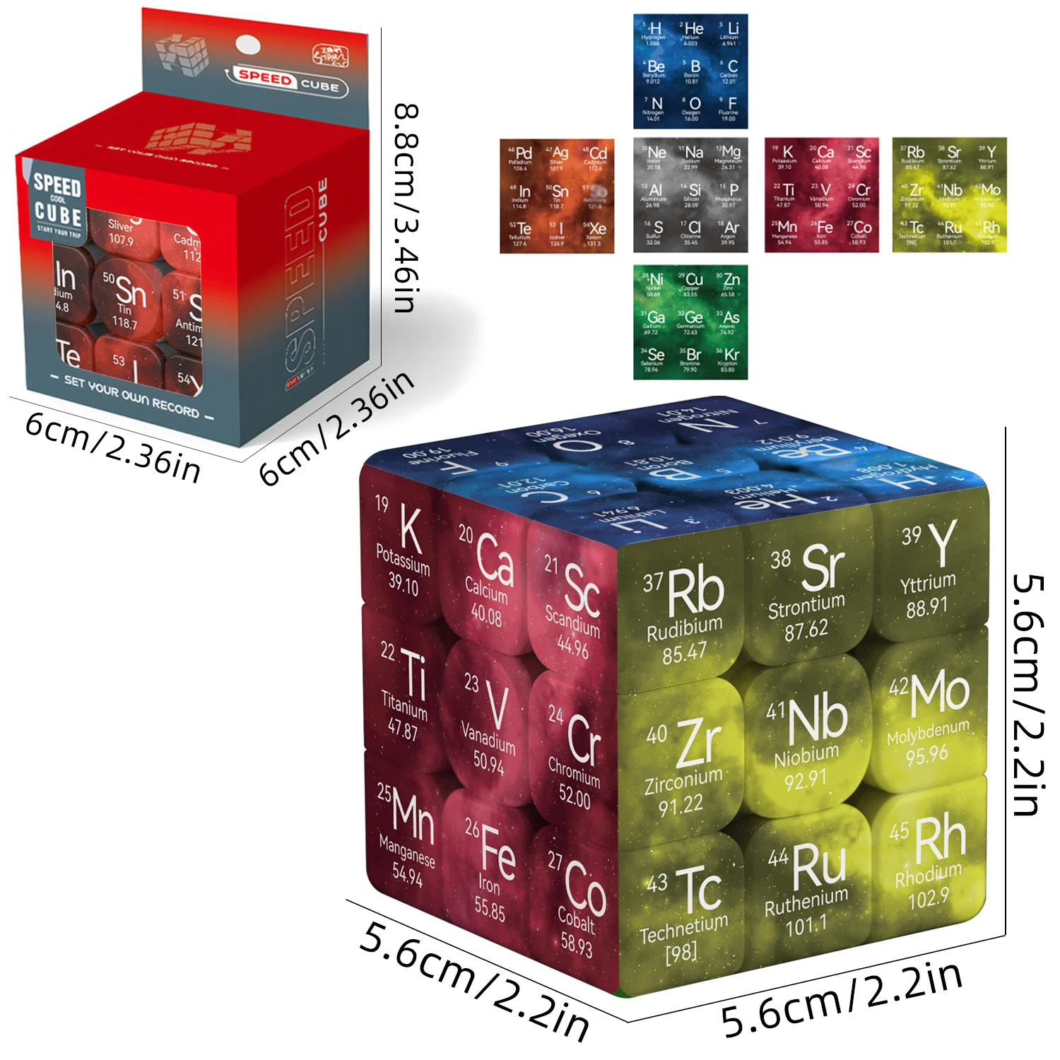 3x3x3 Speed Cube with Periodic Table - Professional Smooth Chemistry Puzzle Cube for Stress Relief And Brain Training