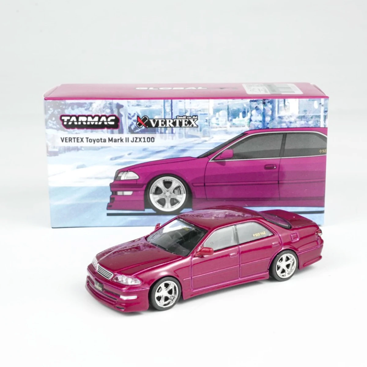 

TW 1:64 VERTEX Toyota Mark II JZX100 Красный металлик Литая под давлением модель автомобиля Коллекция игрушек Tarmac Works