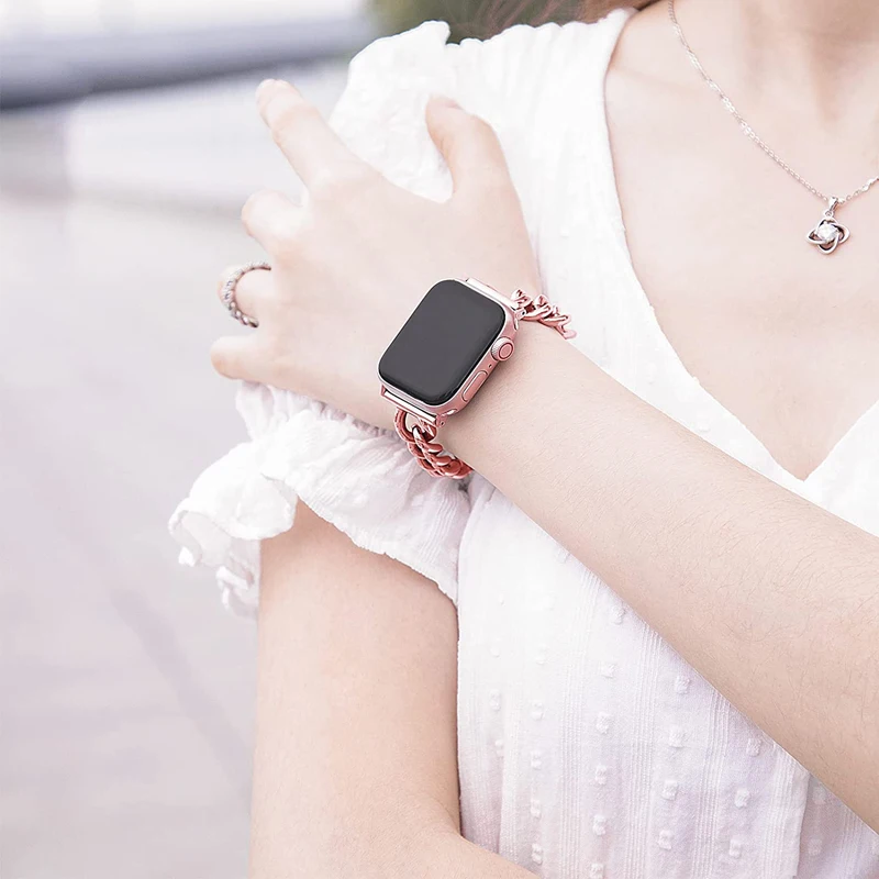 Strap for Apple Watch band 41mm 45mm 40mm 44mm 38mm 42mm Stainless steel Metal Link Bracelet for iWatch 7 6 SE 5 4 Women Correa