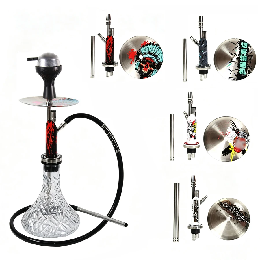 Aztec‑Style Hookah Set Shisha Narguile Cachimbas Sheesha Chicha Nargile Stainless Steel Complete Stem Hookah Kit