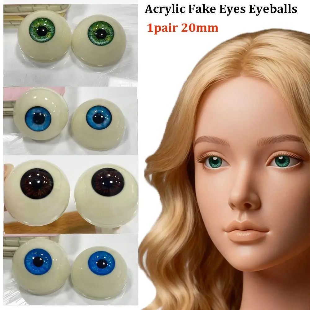 1pair 20mm Acrylic Fake Eyes Eyeballs with 3 Dimensional Fitting Eye 10 Styles DIY Making Crafts Silicone Simulation Eyeballs