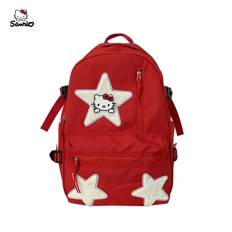 Hello Kitty Girls Backpack Women\'s 2023 New Simple High School College Student Hello Kitty School Bag Sanrio Backpack schoolbag