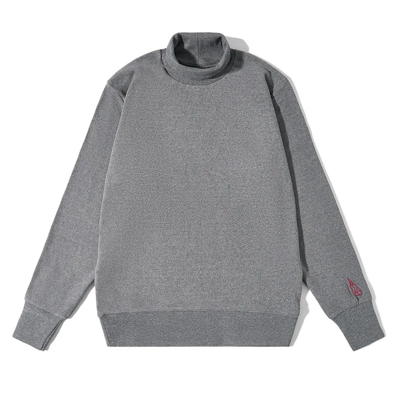 Men's American Retro High-Neck Knitted Long-Sleeve Embroidered Sweatshirt Cotton Base Layer for Spring And Autumn