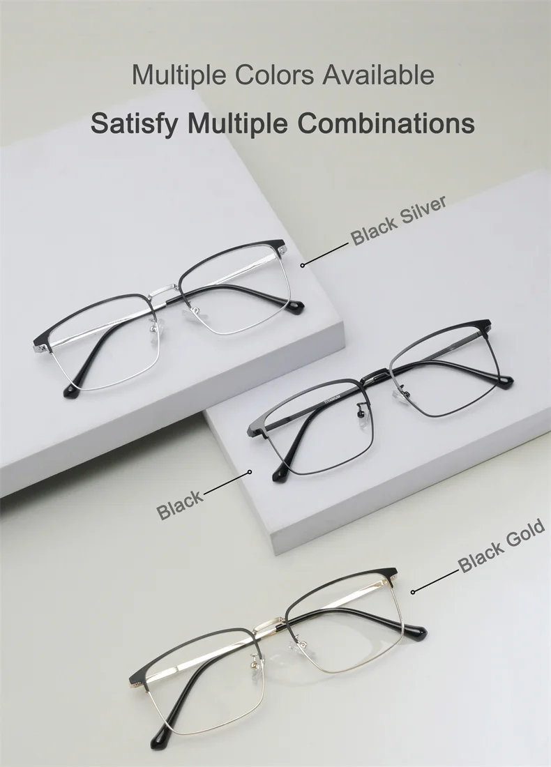 Hochwertige ultraleichte Retro-Lesebrille aus reinem Titan und Metall, Anti-Blaulicht-Lesebrille für Herren, quadratische Presbyopie-Brille – Detail 5