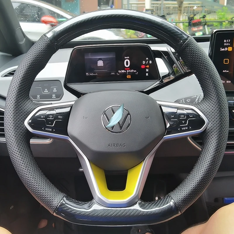 Customized Car Steering Wheel Cover Non-slip For Volkswagen ID3 ID4 XCROZZ ID6 ID7 Hand Sewing Braid Interior Car Accessories