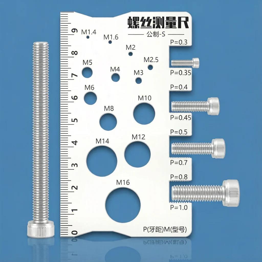 Thread Pitch Gauge Measuring Tool Ruler Stainless Steel Caliper Metric Gauge Tool For Measuring Screw Pitch Bit Bolt Nut Screw