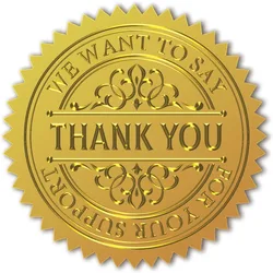 25Sheet 100Pcs Thank You Gold Foil Certificate Seals Foil Embossed Stickers Self Adhesive Gold Foil Embossed Certificate Seals