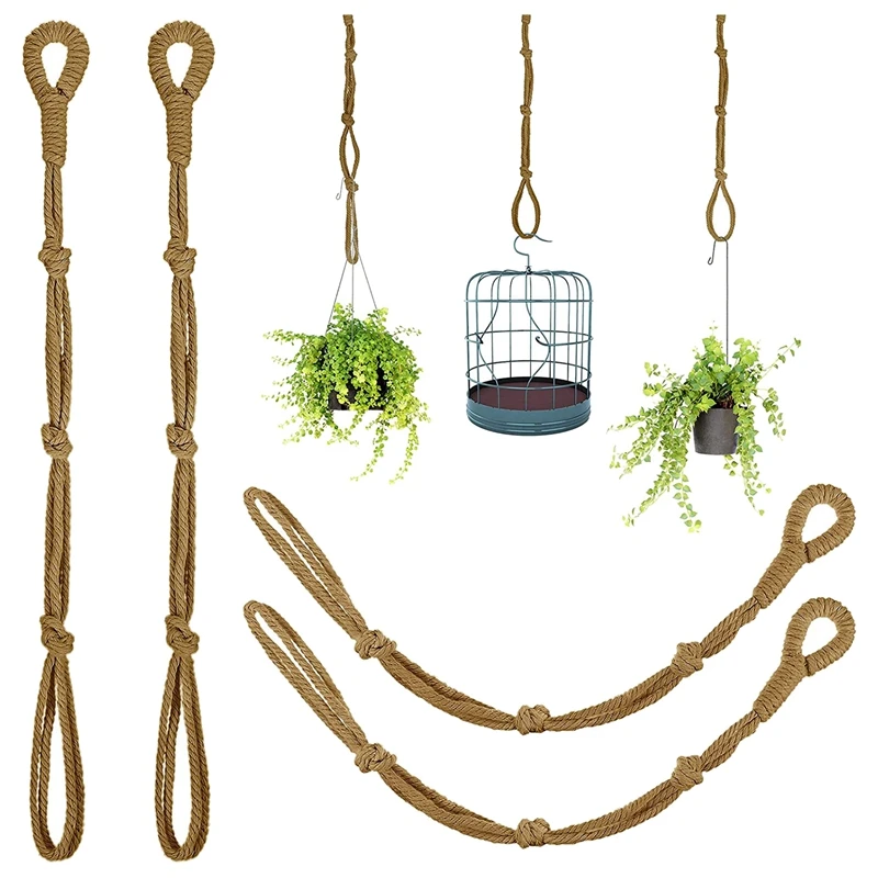 4 pezzi Macrame Beige Plant Hanger Extender Rope Plant Hanging Basket Extender Large Hanging Plant Pot Holders