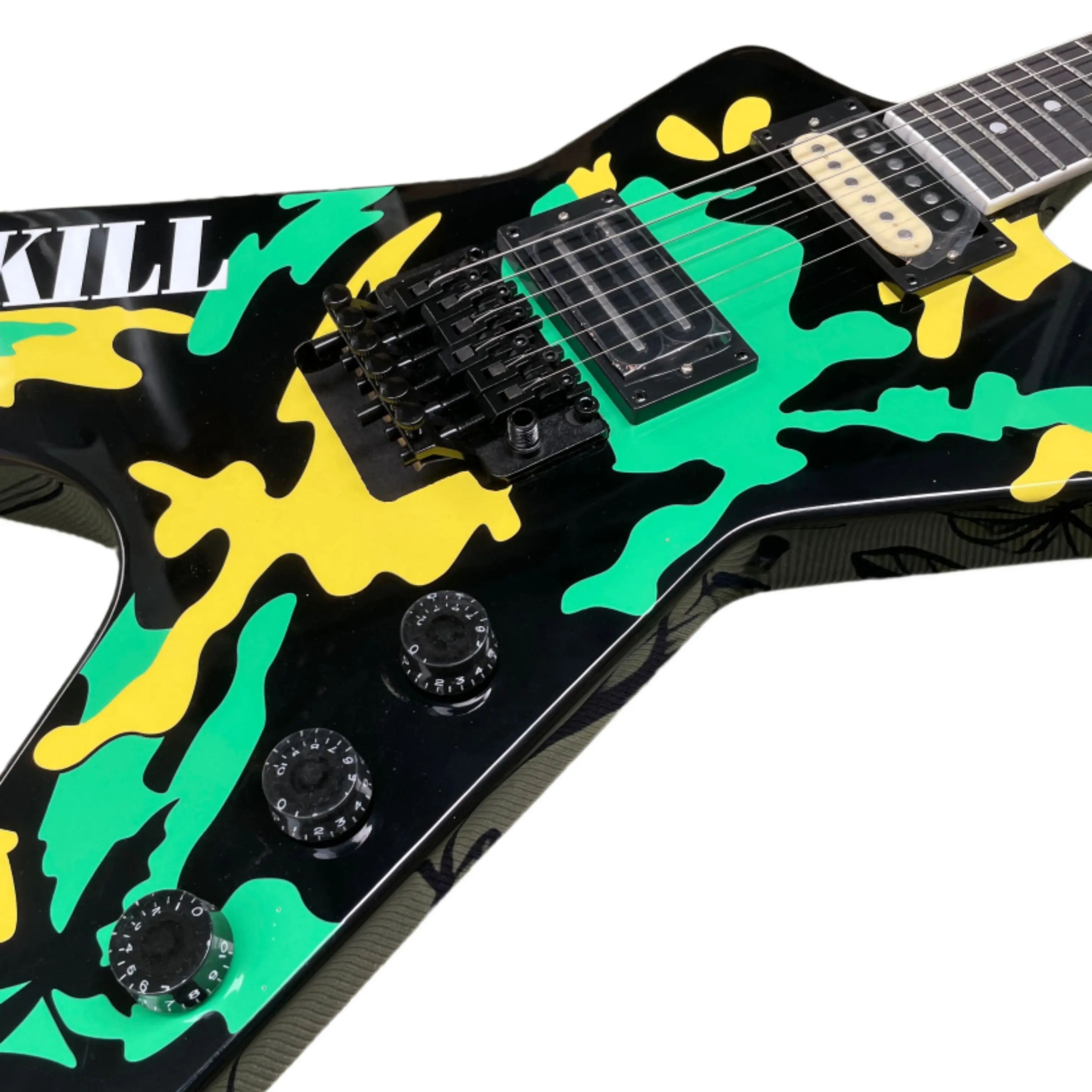 6-String Electric Guitar Camouflage Finish, Double Pickups Guitars, Mahogany Body—Perfect For Heavy Metal Rock Music Guitarra