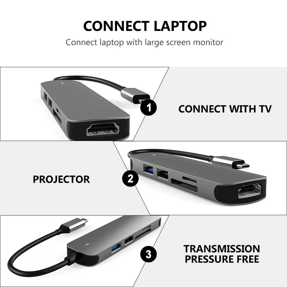 

5-в-1 Type-станция USB-концентратор 4K видеовыход портативный концентратор данных для ноутбука, телефона, планшета, монитора, клавиатуры, мыши, док-станции