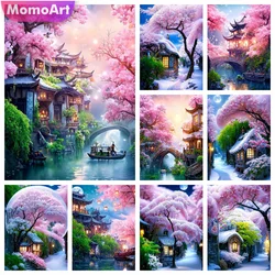 MomoArt Diamond Embroidery House New Arrival Painting Tree Flower Craft kit Cross Stitch Landscape Mosaic River Wall Decor