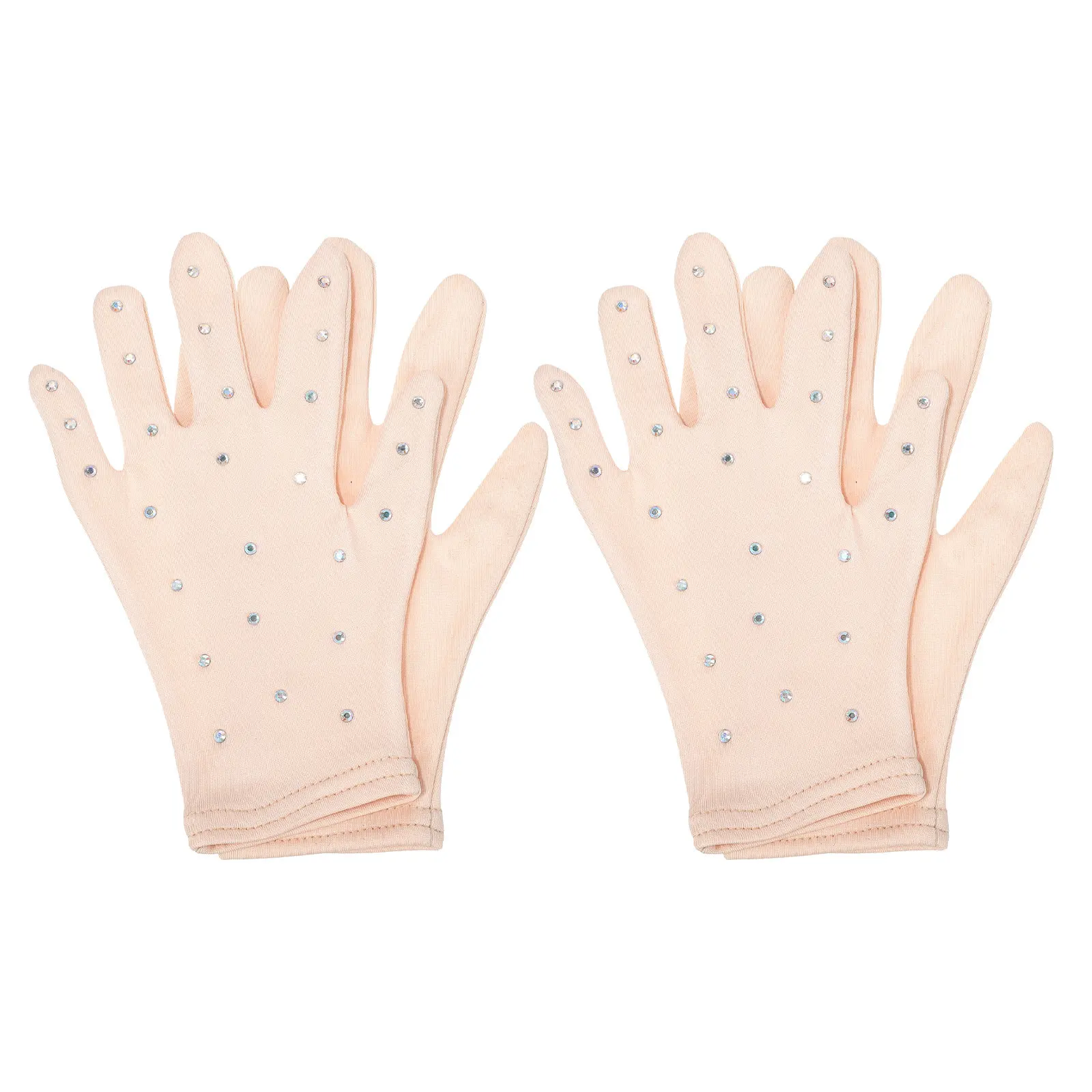 2Pairs Hand Cover For Figure Skating Competition Stage Costume Performance Gloves Skin Tone Glitter Youth Women