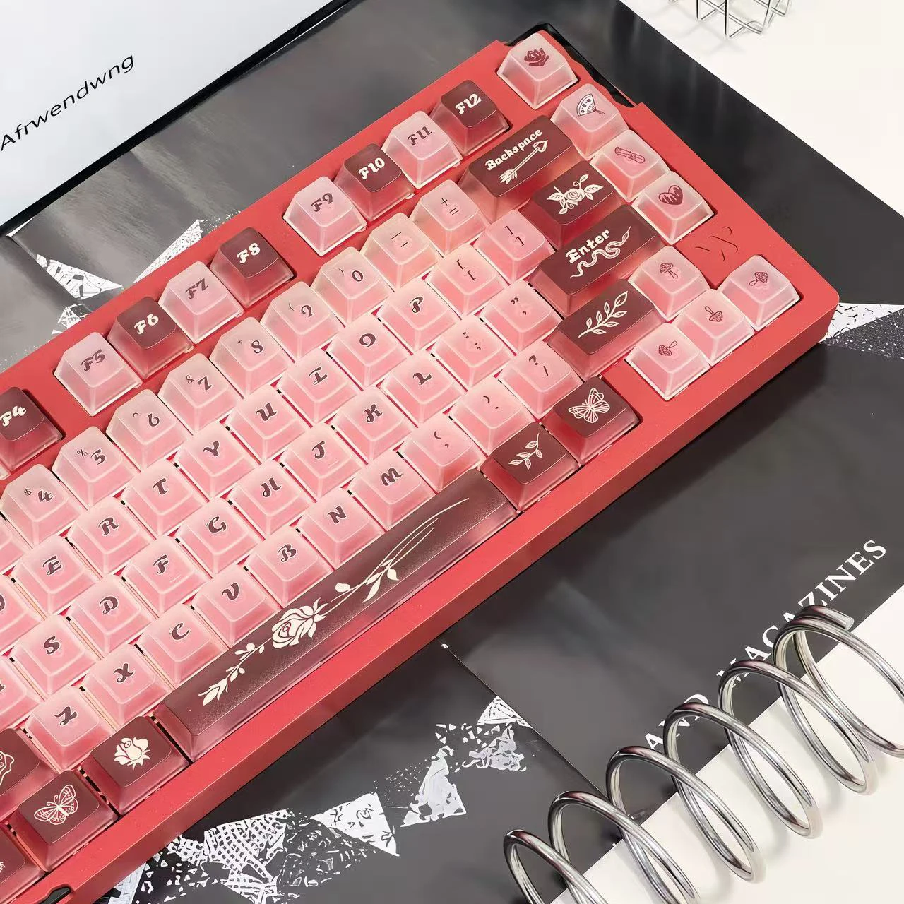 White Rose mist-transparent keycaps, Cherry profile, PC material mechanical keyboard keycaps