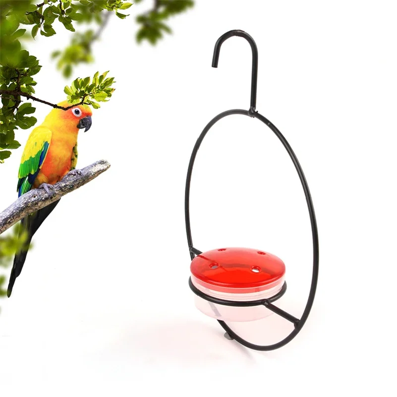 1PC Beautiful Hanging Hummingbird Feeder Metal Bottle Humming Bird Feeder With Circular Metal Holder And Perch