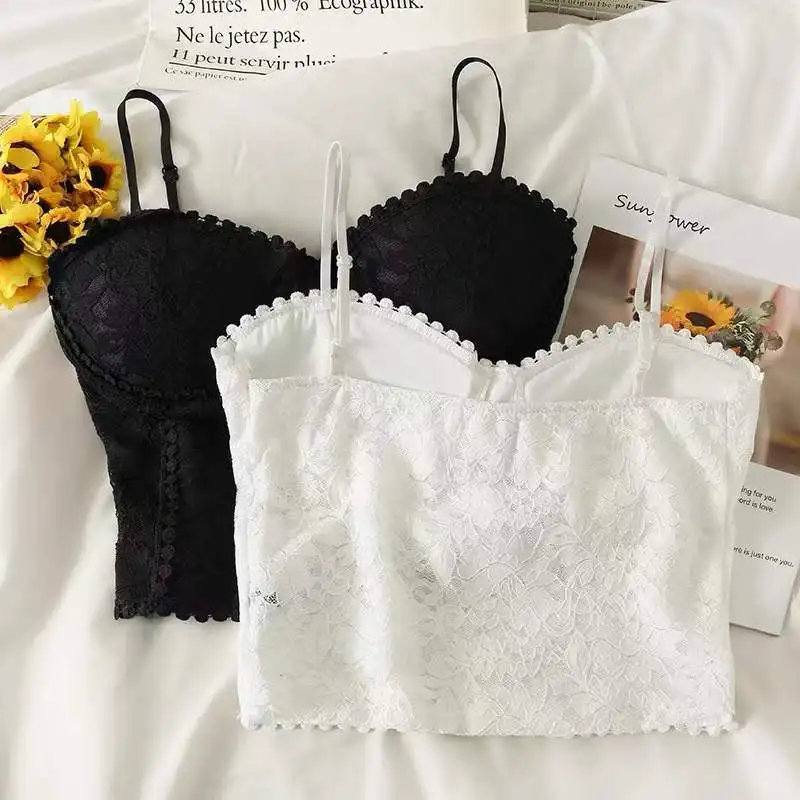 ABRIN Women Elegant Backless Camis Knitted Sexy Tank Tops Casual Camisole Lace Crop Tops With Bra Pad For Women 2023 Summer