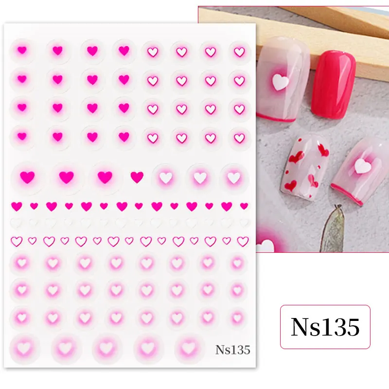 Autocollants 3D en Forme de Cœur d'Amour Rouge pour Nail Art, Breloques, Design Leon, Autocollants, Décorations, Feuilles, Tatouage, Manucure