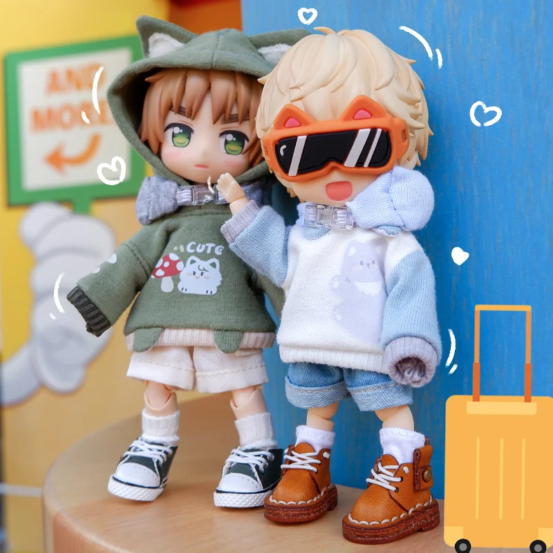 OB11 Kleidung Katze Sweatshirt Hoodie Casual Jacke für Obitsu11, Molly, GSC Körper, DDF, YMY, 1/12bjd Puppe Zubehör Spielzeug Mantel