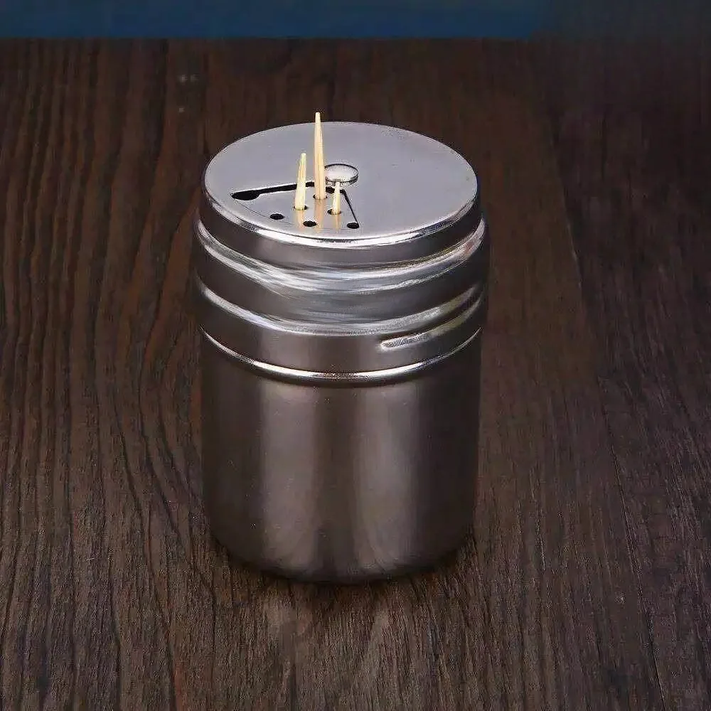 2026 New Home High End Luxury Toothpick Box Stainless Steel Living Room Dustproof Simple Design Toothpick Container
