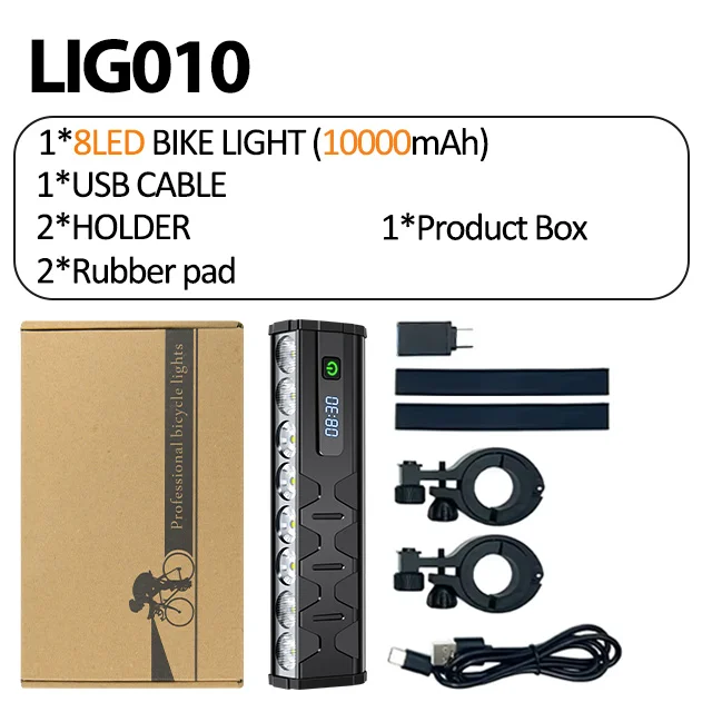 4/8LEDs Fietsverlichting Voorzijde Hoge Lumen Fietslamp 10000mAh Powerbank Zaklamp USB Oplaadbaar MTB Wegfietslamp Accessoire