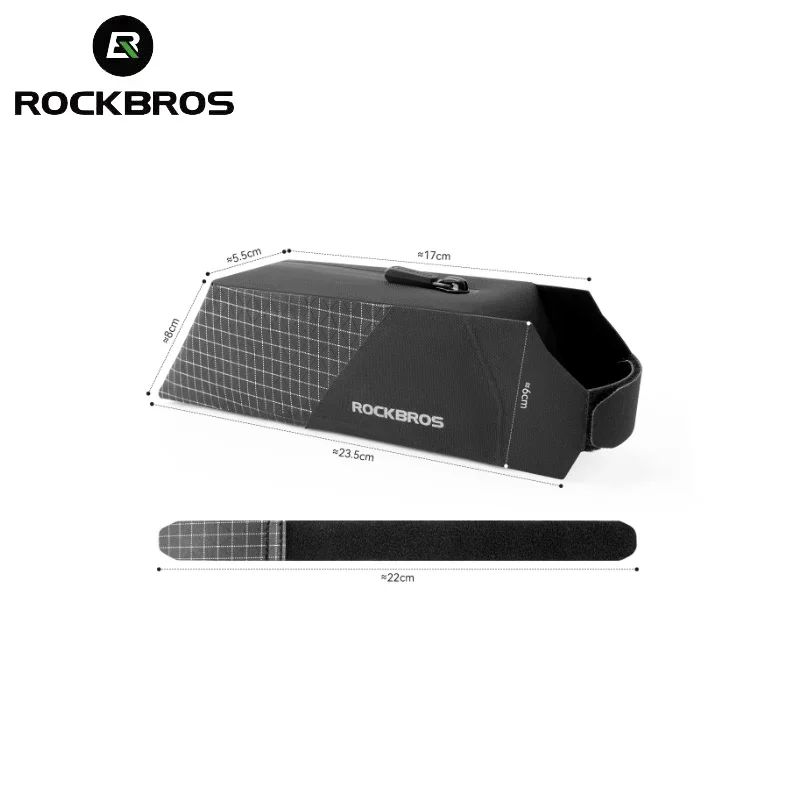 ROCKBROS Fahrrad-Unterrohrtasche 1,7L Wasserdichte Nahtlose Fahrradrahmentasche Schnellmontage Großraumtasche für MTB Rennrad