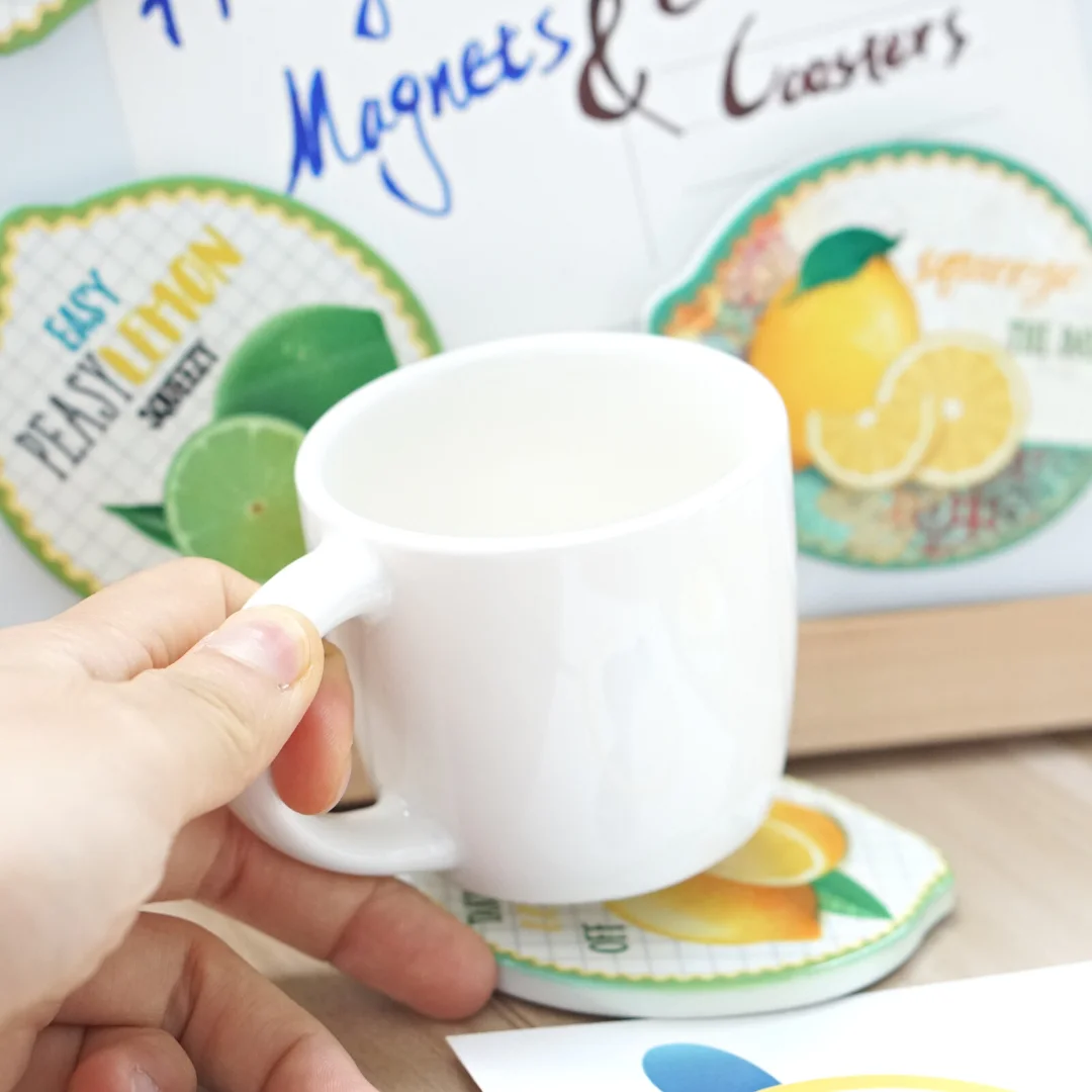 1 Pcs, Lemon Shaped Insulated Coasters, Lemon Fridge Magnet, Refrigerator Stickers, Kitchen Home Decor, Insulated Placemats