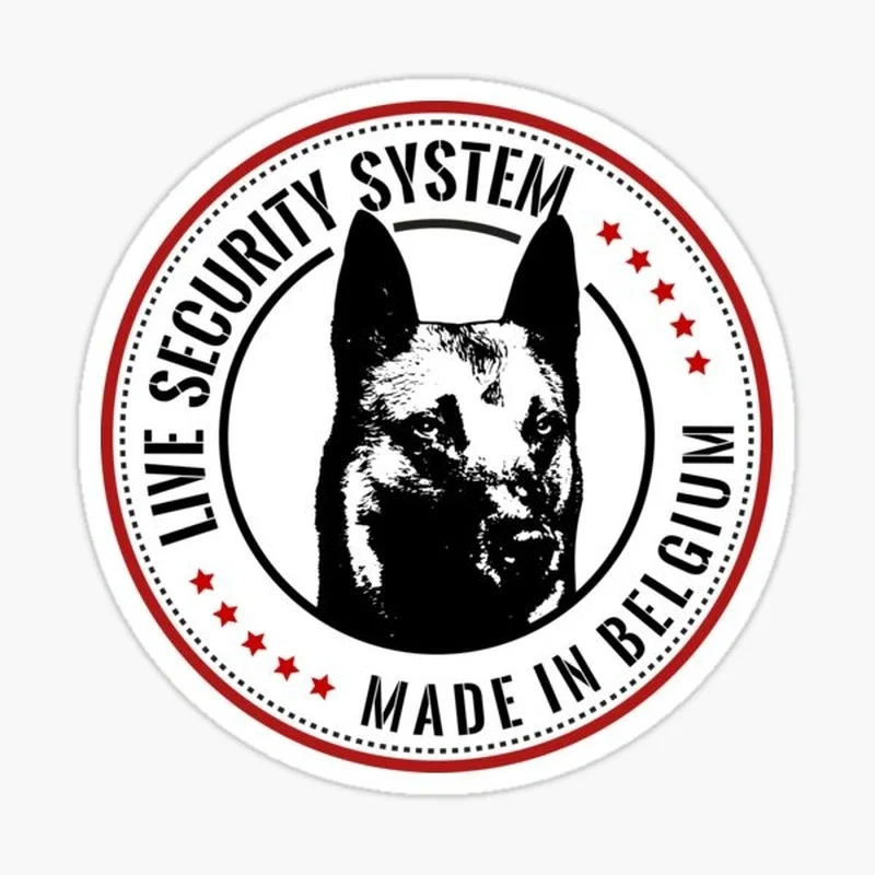 Y436# LIVE SECURITY SYSTEM MADE IN BELGIUM Belgian Malinois Vinyl Decal Car Stickers Pegatinas Para Coche