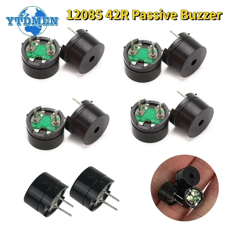 50pcs 42R Passive Buzzer 12085 12MM*8.5MM Resistance 3V 5V 9V 12V in Common Use Mini Piezo Buzzers Kit, for Arduino