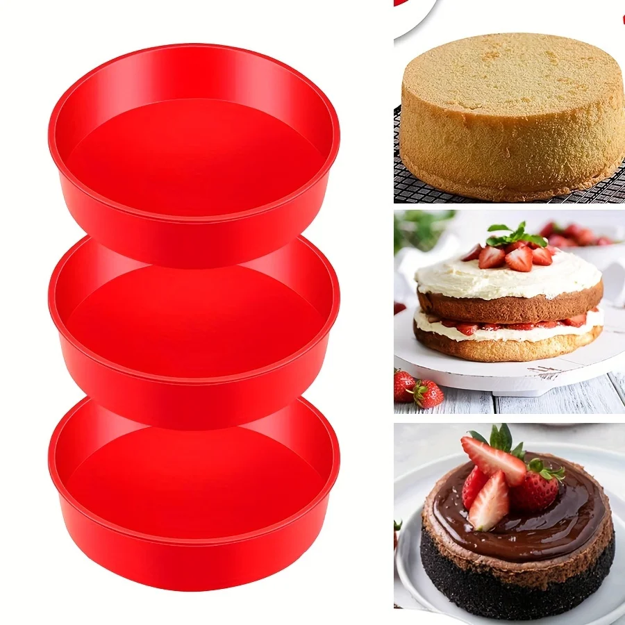 

6 Inch Silicone Cake Pan,Baking Chocolate Cake Mold,Baking Pan,Round Cake Baking Pans Non-Stick Pastry Muffins Molds,Baking Tool