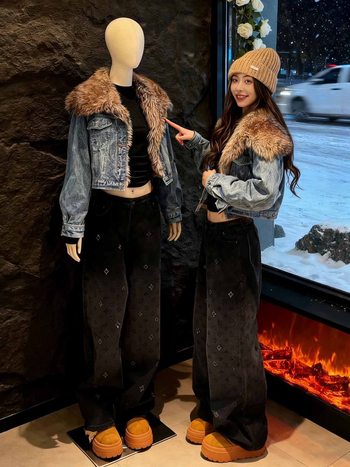 

Женские широкие джинсы на подкладке Bla Fce, свободные, для похудения, модный, прямой крой, с контролем живота, с высокой талией, с бриллиантами