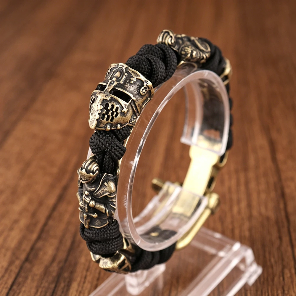 Paracord Templer-Ritter Armband für Männer und Frauen, Handgefertigt, Verstellbar, Vintage Gothic Taktisches Outdoor-Amulett, Schmuckgeschenk, Dropshipping – Detail 3
