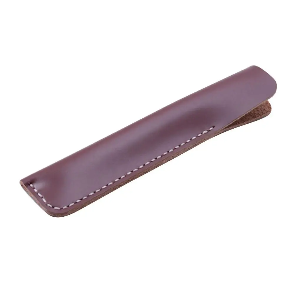 Pen Case Holder Handmade Fountain Multi Pens Pouch Pen Protective Sleeve Cover (Red Brown)