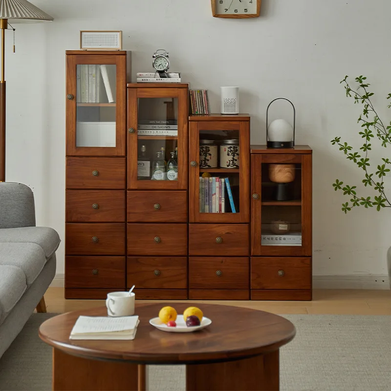 

Solid wood crevice storage cabinet bedroom simple bedside locker dustproof retro living room drawer vertical cabinet narrow ches